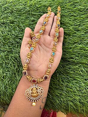 Antique Lakshmi design with pendent long haram