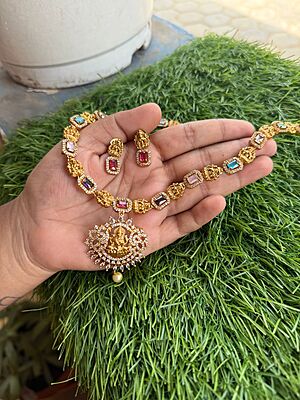 Antique Lakshmi design with pendent long haram