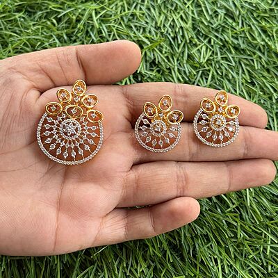 tanishq diamond pendant earring set
