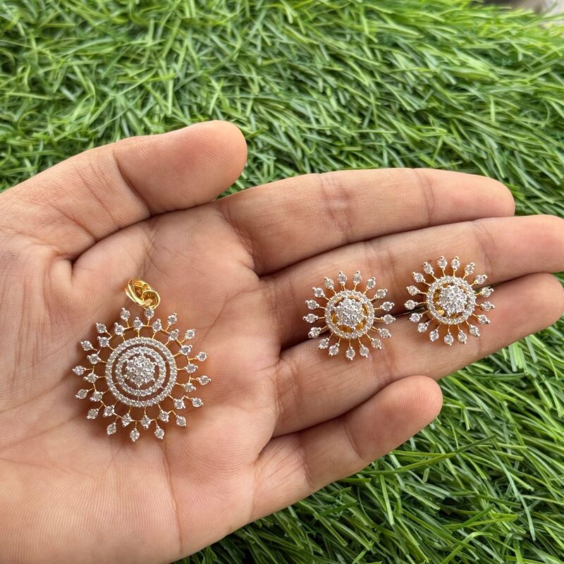 line design diamond pendant earring set line design diamond pendant earring set