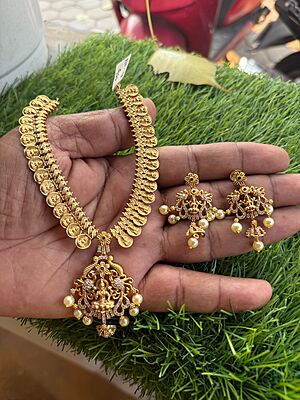 Traditional Lakshmi Pendent With Coin Design Neck Piece