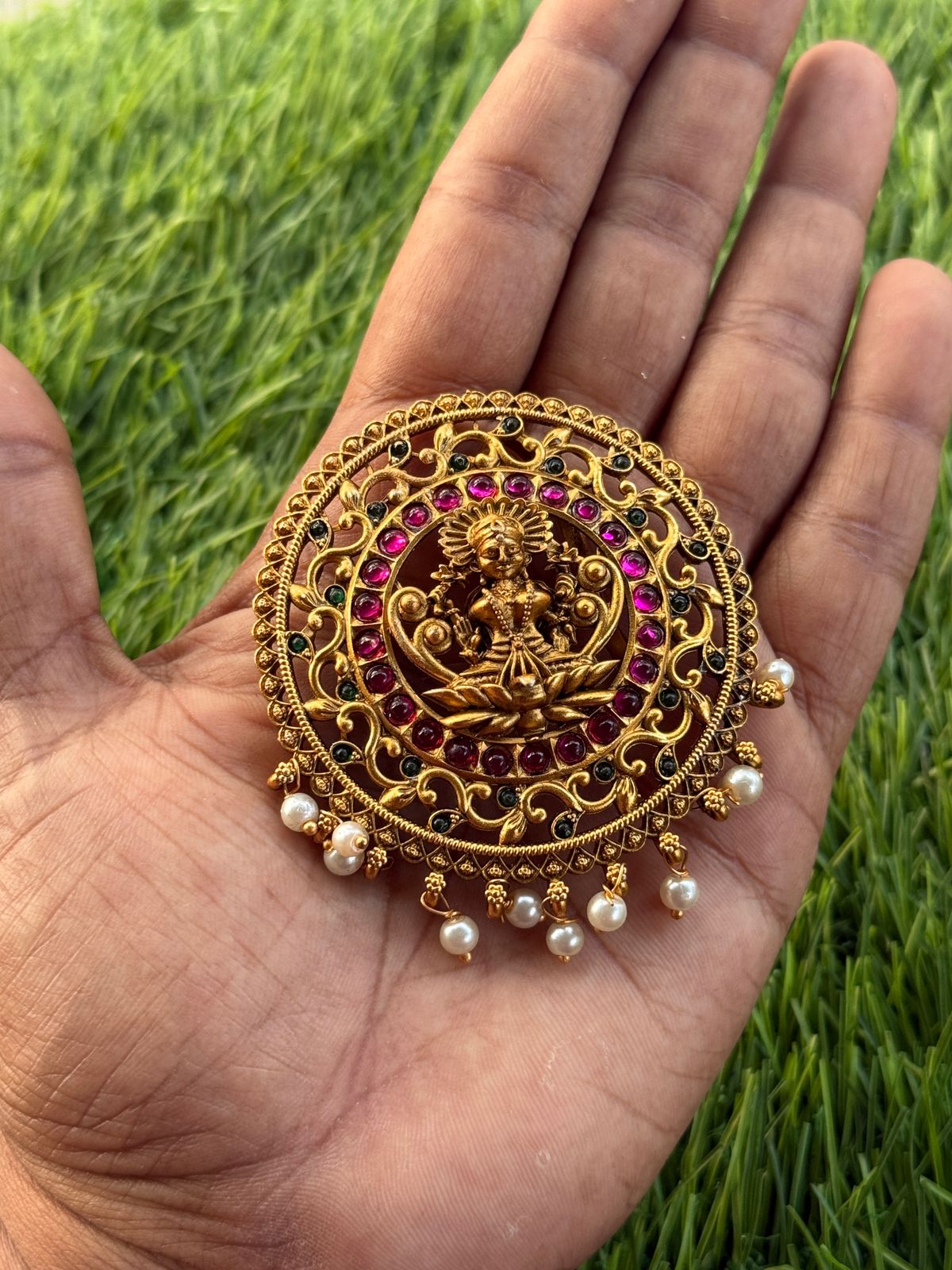 Unique lakshmi & elephant design with multi stone hair accessories