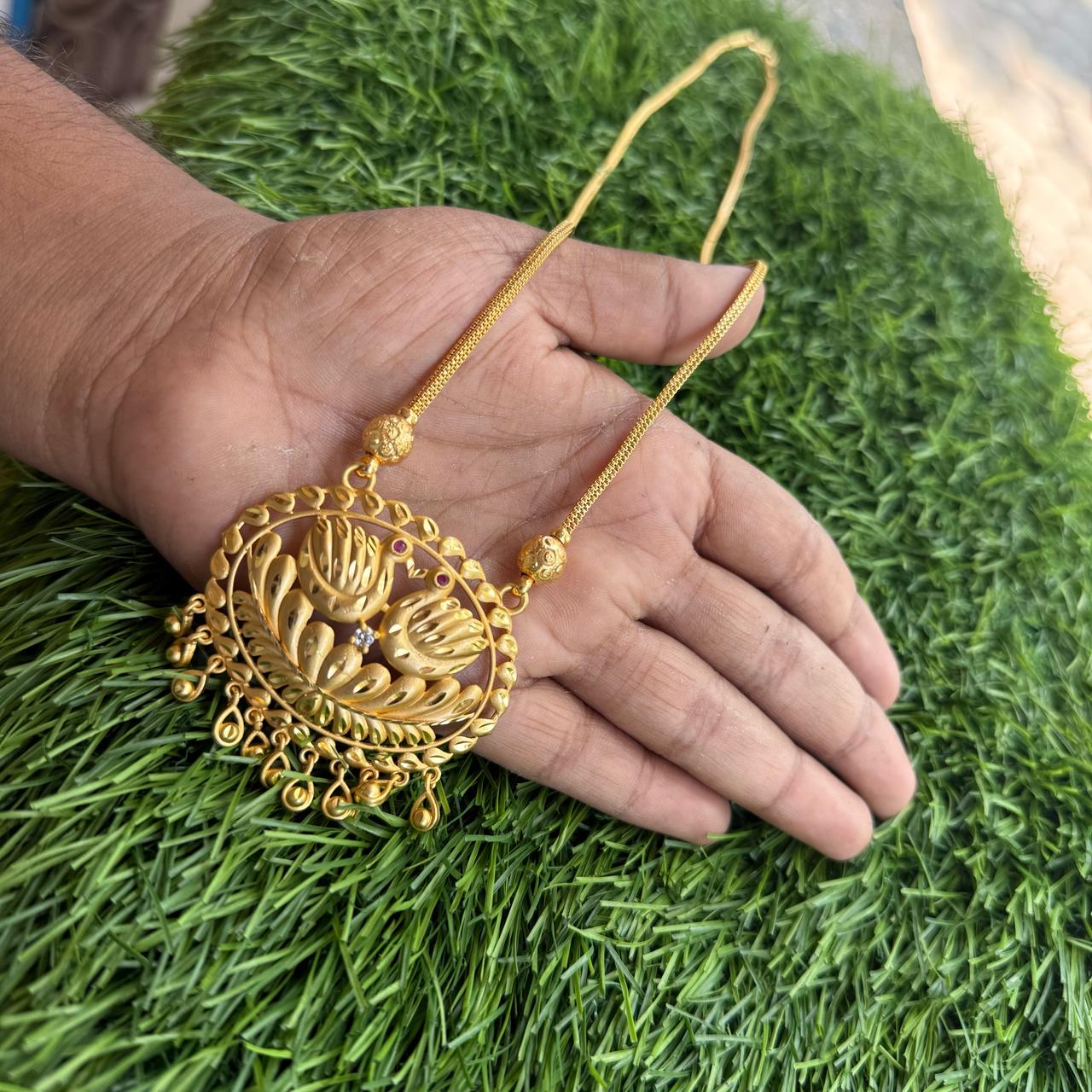 Unique lakshmi design with stone and pearl long haram
