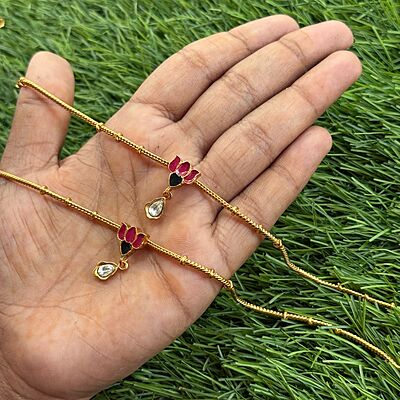 multi color heart design anklet