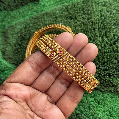 diamond replica bangle - white stone with gold finish