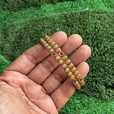 Micro Gold Plated Rubi  Emerald  Bangles