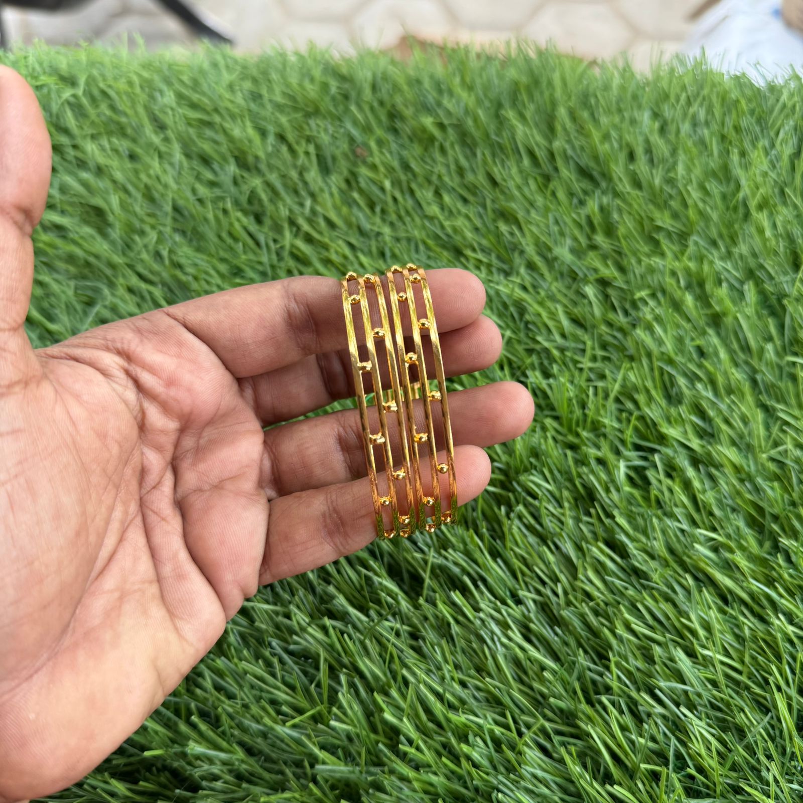 Rubi Oval Gold Plated Bangles