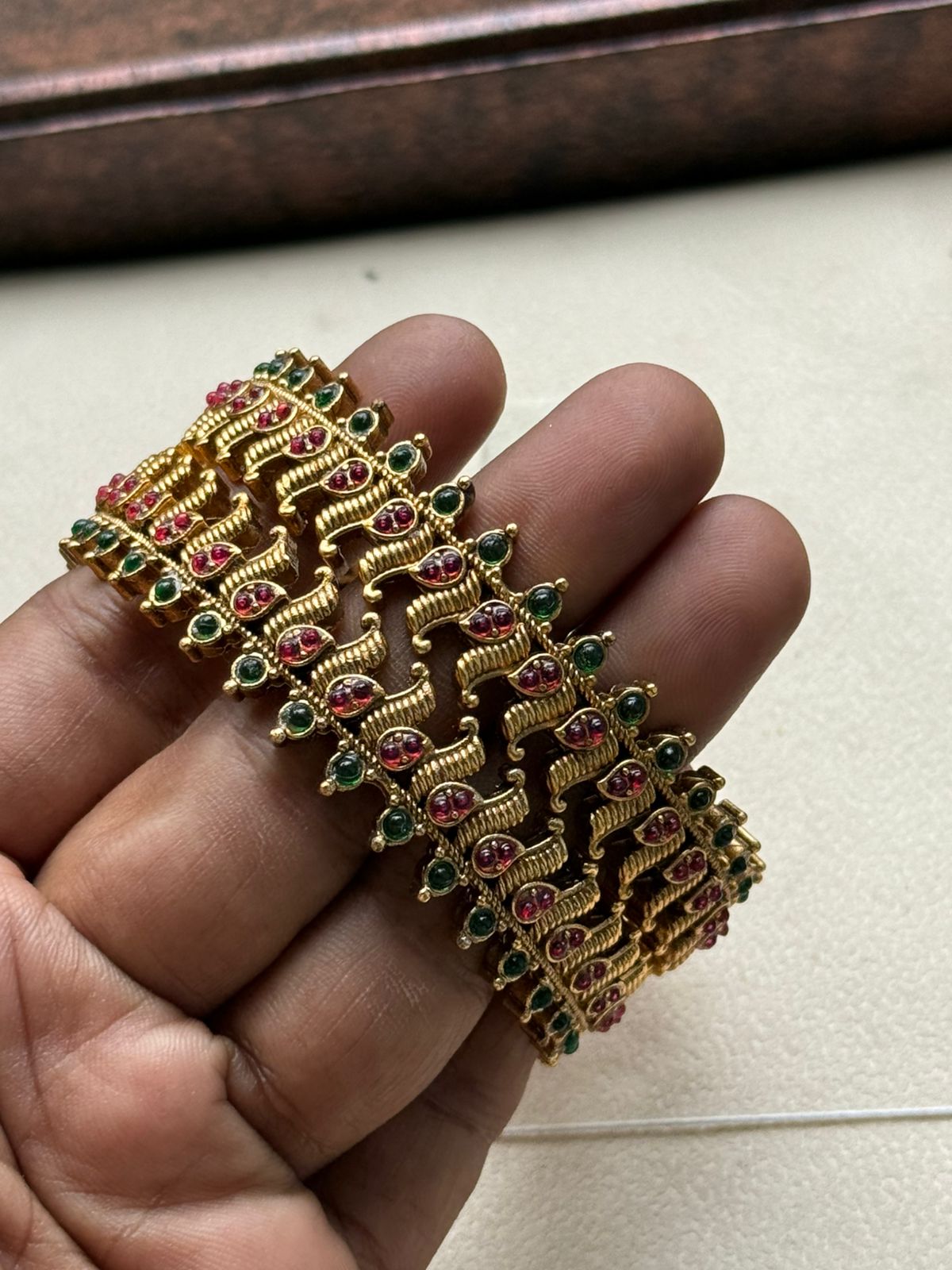 Gold finish AD stone bangles