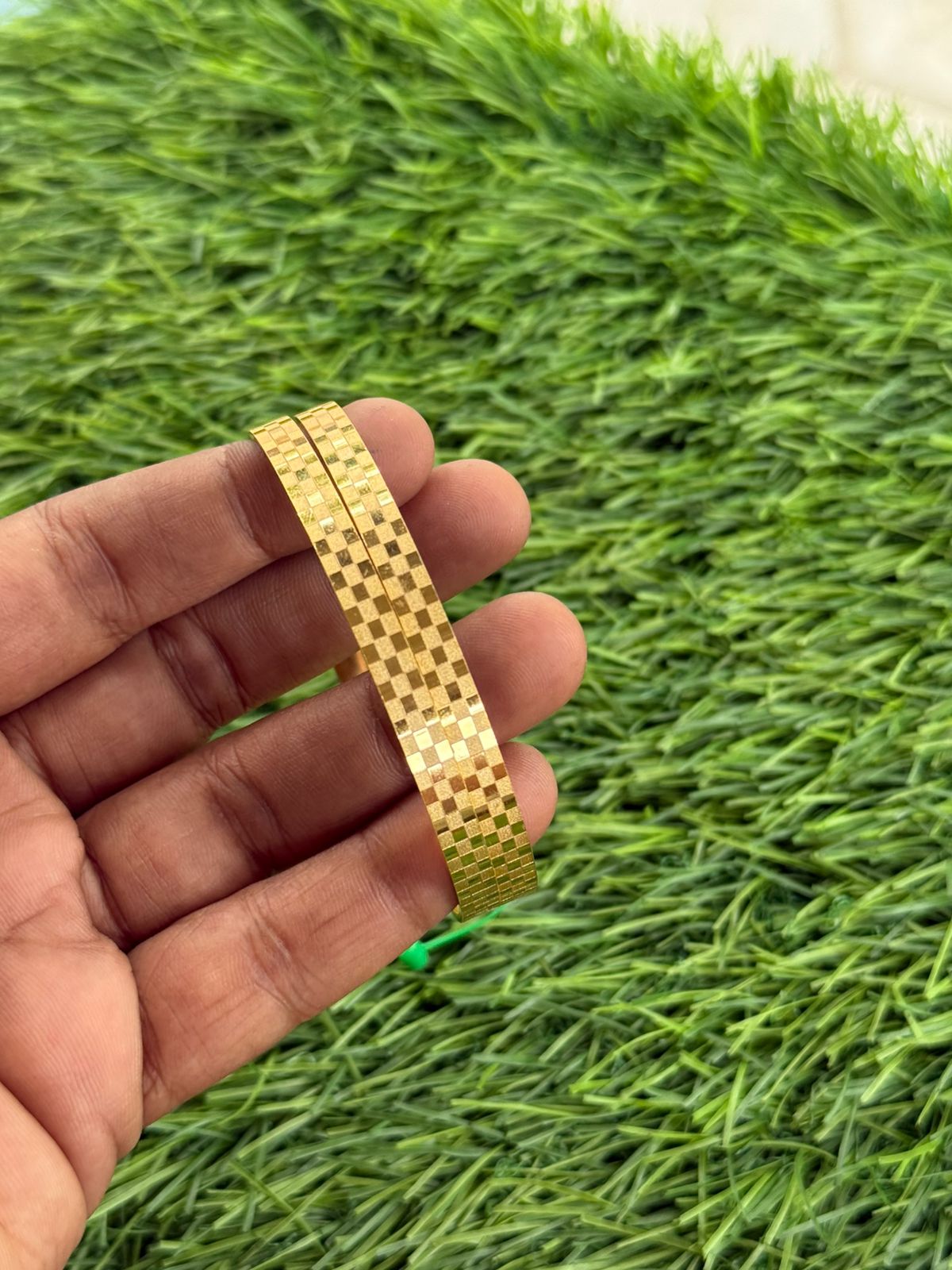 Gold Finish AD Stone Ball Bangle